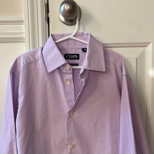 Chaps Boys Medium Lavender Gingham Dress Shirt